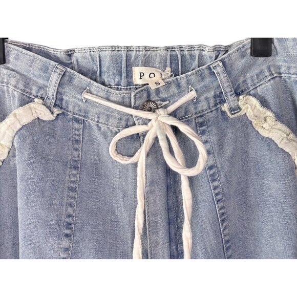 POL Light Wash Denim Patchwork Wide Leg Pants Small New - Picture 13 of 15